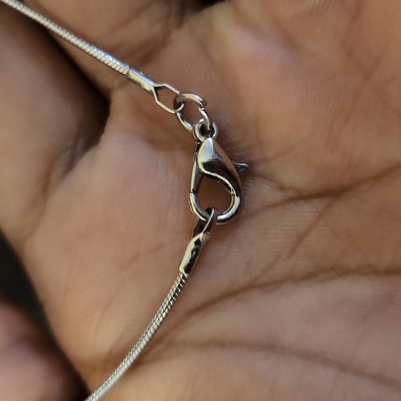 Wire Wrapped Raw Rose Quartz Crystal Silver Necklace - Picture 3 of 4